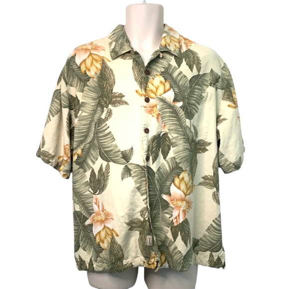 Jamaica Jaxx Other - Jamaica Jaxx Mens Large 100% Silk Hibiscus Hawaiian Camp Shirt Travel